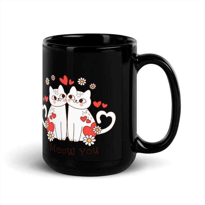 Cute Cat Black Glossy Mug - ArtyKoala