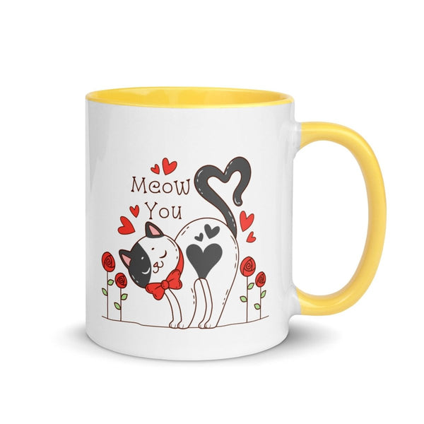 Cute Cat Colorful Print Mug - Yellow - 11 oz - ArtyKoala