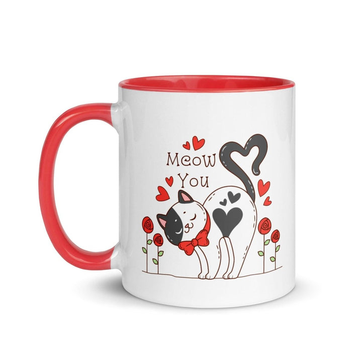 Cute Cat Colorful Print Mug - Red - 11 oz - ArtyKoala