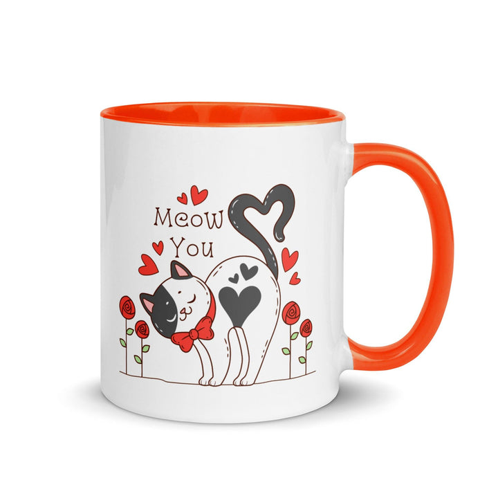 Cute Cat Mug with Color Inside - Orange / 11 oz - ArtyKoala