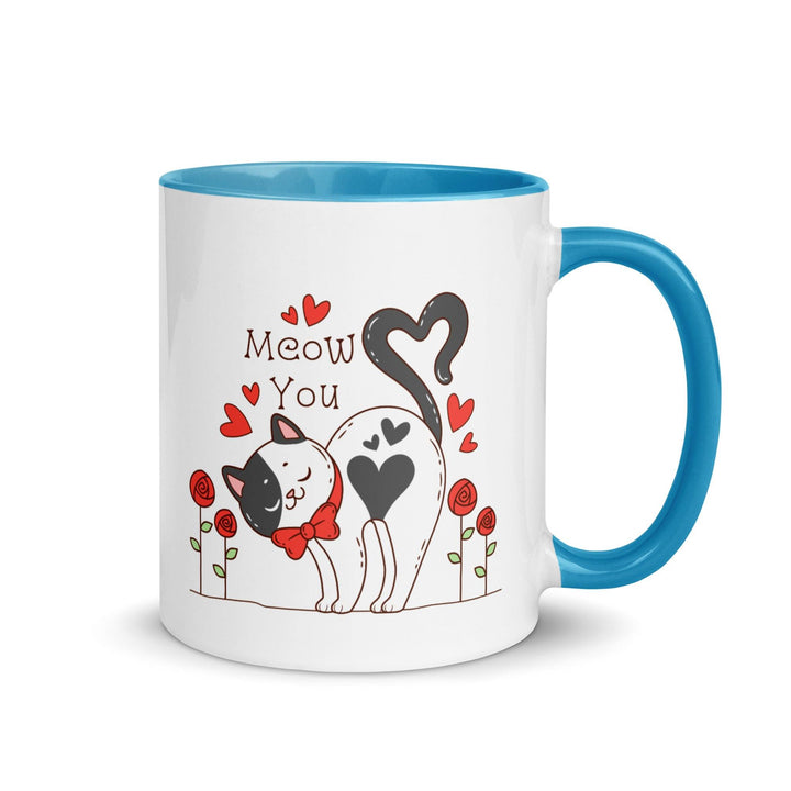 Cute Cat Mug with Color Inside - Blue / 11 oz - ArtyKoala