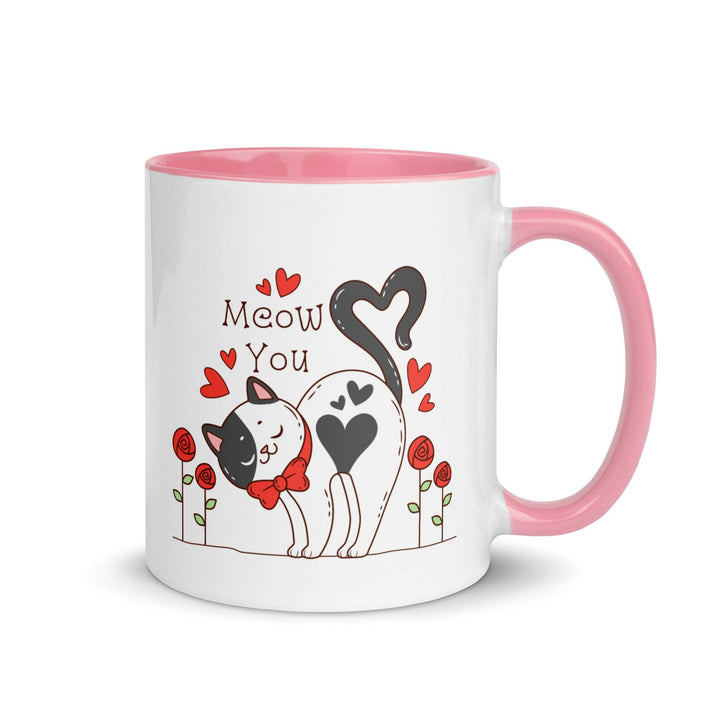 Cute Cat Mug with Color Inside - Pink / 11 oz - ArtyKoala