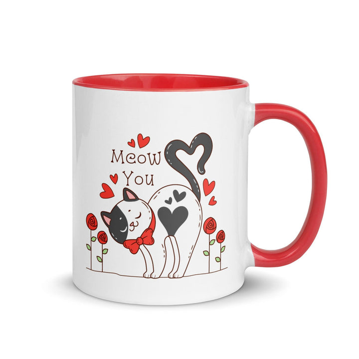 Cute Cat Mug with Color Inside - Red / 11 oz - ArtyKoala