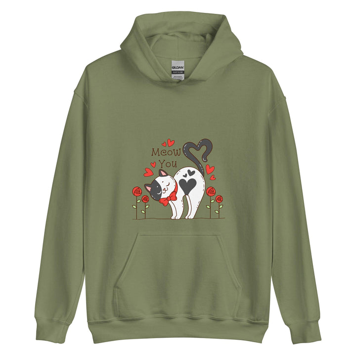 Cute cat Woman Hoodie - Military Green / S - ArtyKoala