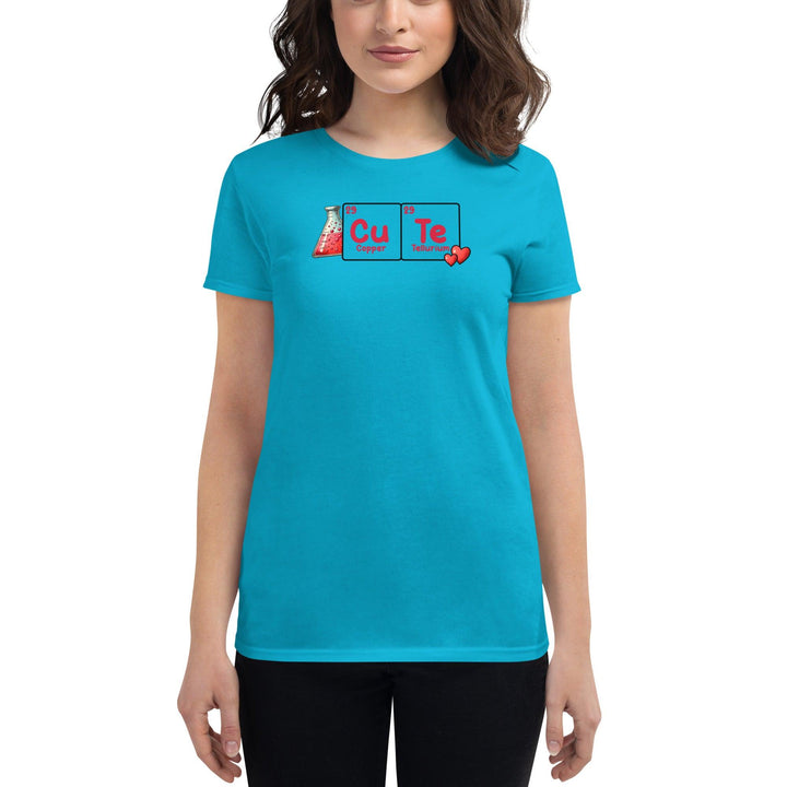 Cute Chemistry Woman T-shirt - Caribbean Blue / S - ArtyKoala