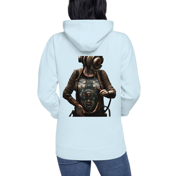 Cybernetics Head Graphic Hoodie - Sky Blue - S - ArtyKoala