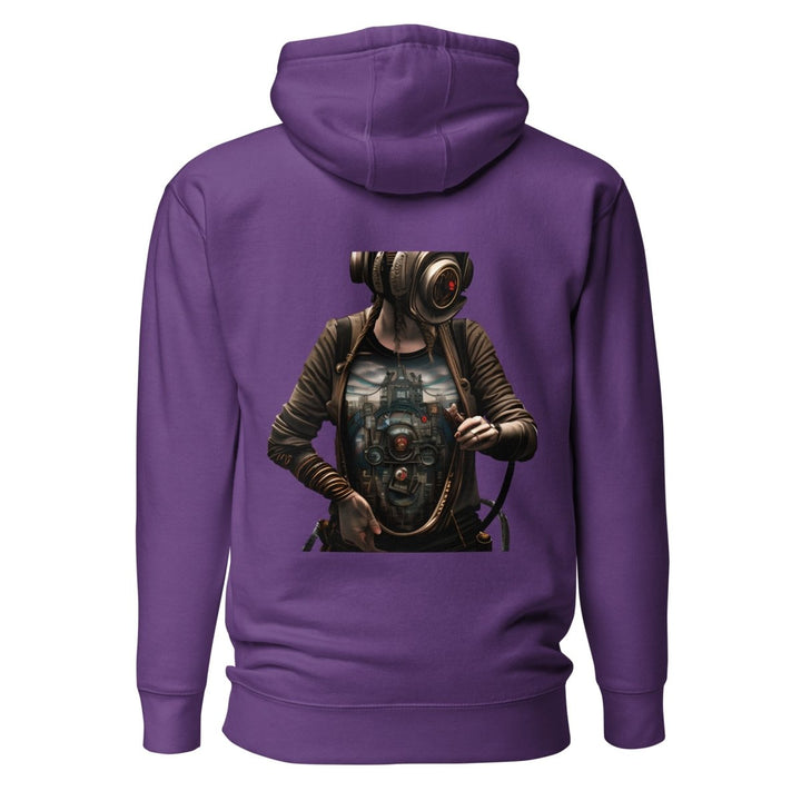 Cybernetics Head Graphic Hoodie - Purple - S - ArtyKoala