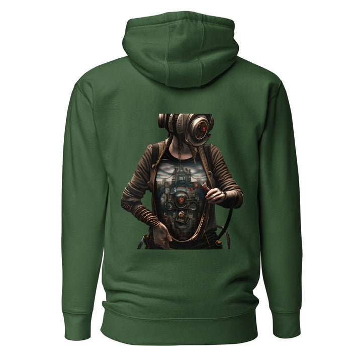 Cybernetics Head Graphic Hoodie - Forest Green - S - ArtyKoala