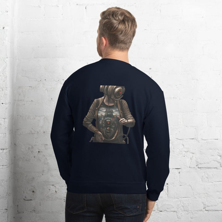 Cybernetics Head Graphic Sweatshirt - Navy - S - ArtyKoala