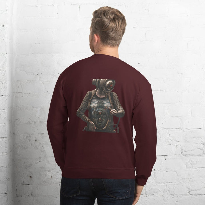 Cybernetics Head Graphic Sweatshirt - Maroon - S - ArtyKoala