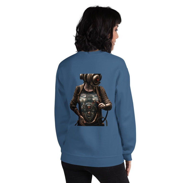 Cybernetics Head Graphic Sweatshirt - Indigo Blue - S - ArtyKoala