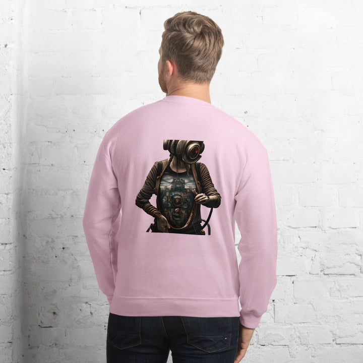 Cybernetics Head Graphic Sweatshirt - Light Pink - S - ArtyKoala
