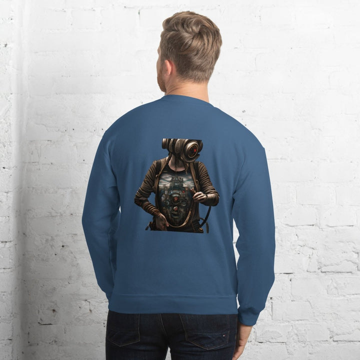Cybernetics Head Graphic Sweatshirt - Indigo Blue - S - ArtyKoala
