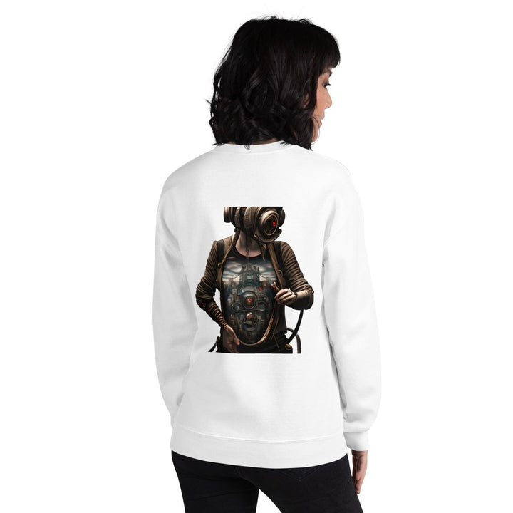 Cybernetics Head Graphic Sweatshirt - White - S - ArtyKoala
