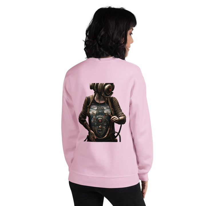 Cybernetics Head Graphic Sweatshirt - Light Pink - S - ArtyKoala