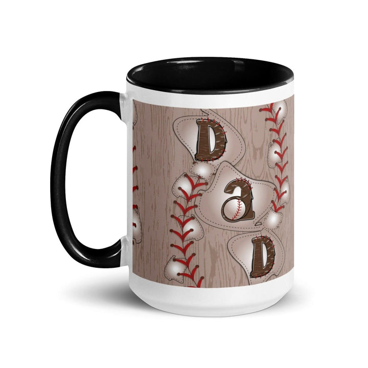 Dad Baseball Colorful Print Mug - Black - 15 oz - ArtyKoala