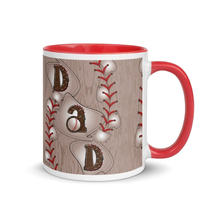 Dad Baseball Colorful Print Mug - Red - 11 oz - ArtyKoala