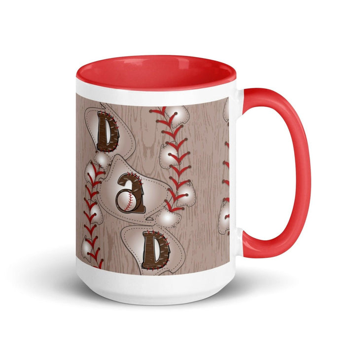 Dad Baseball Colorful Print Mug - Red - 15 oz - ArtyKoala