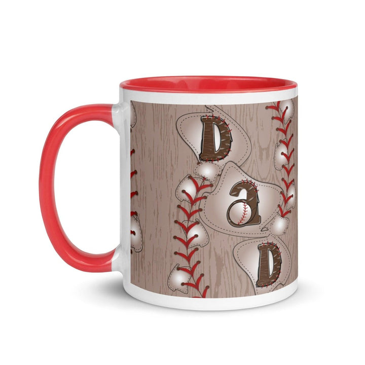 Dad Baseball Colorful Print Mug - Red - 11 oz - ArtyKoala