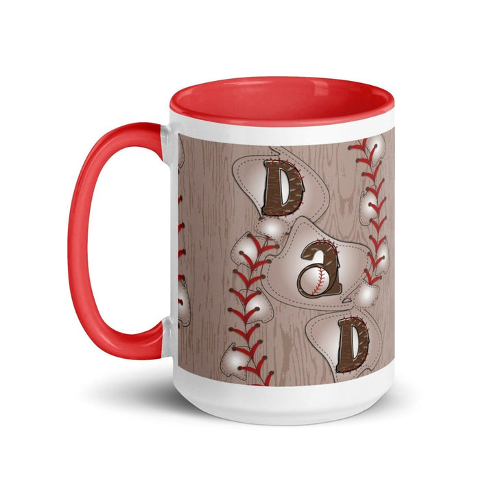 Dad Baseball Colorful Print Mug - Red - 15 oz - ArtyKoala