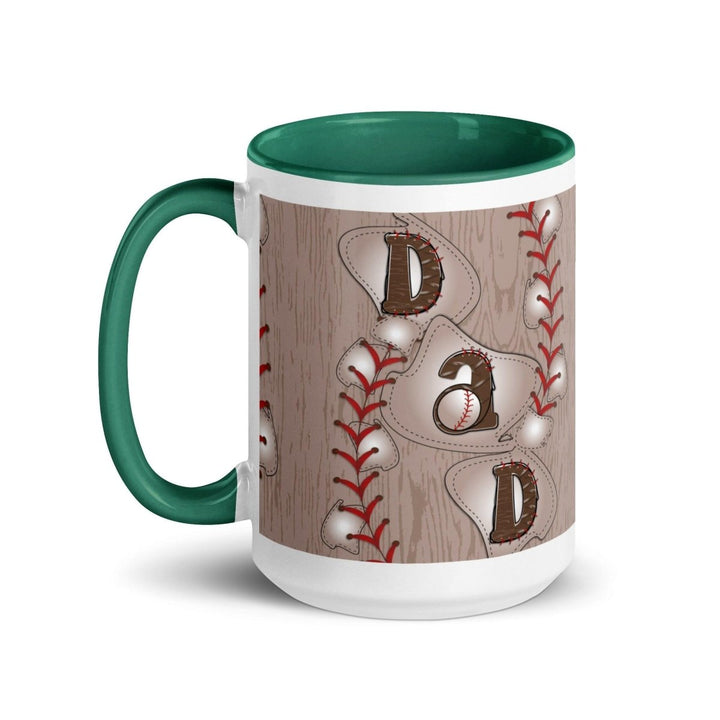 Dad Baseball Colorful Print Mug - Dark green - 15 oz - ArtyKoala