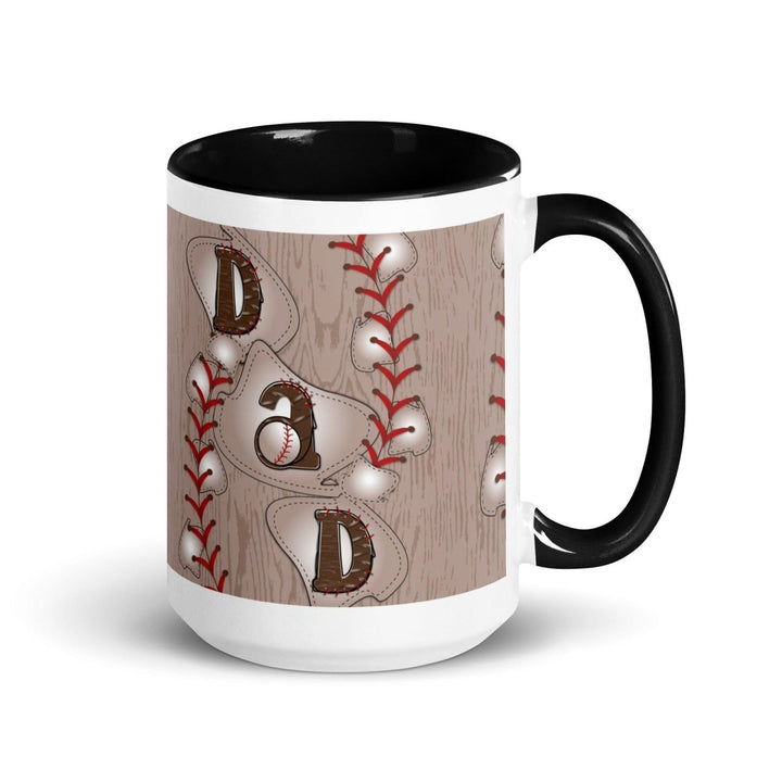 Dad Baseball Colorful Print Mug - Black - 15 oz - ArtyKoala