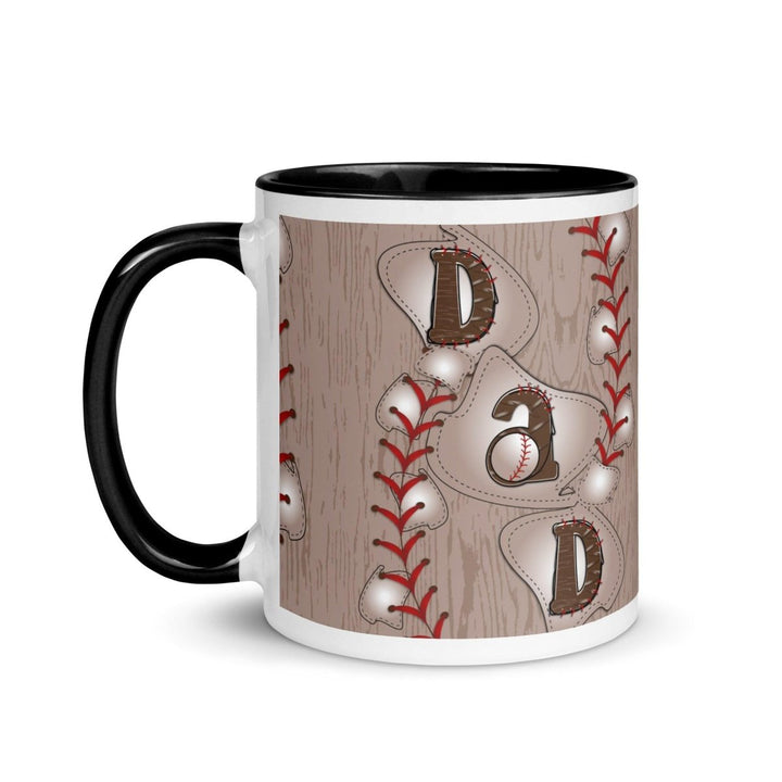 Dad Baseball Colorful Print Mug - Black - 11 oz - ArtyKoala