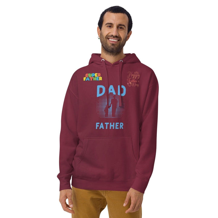 Dad Father Graphic Hoodie - Maroon - S - ArtyKoala