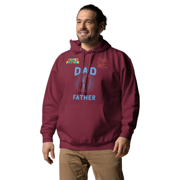 Dad Father Graphic Hoodie - Maroon - S - ArtyKoala