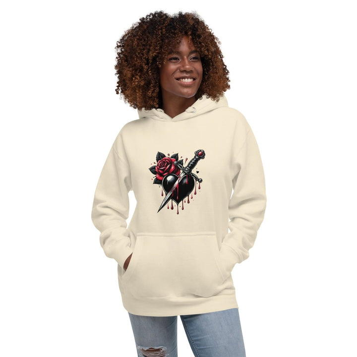 Dagger Wounded Heart Graphic Hoodie - Bone - S - ArtyKoala