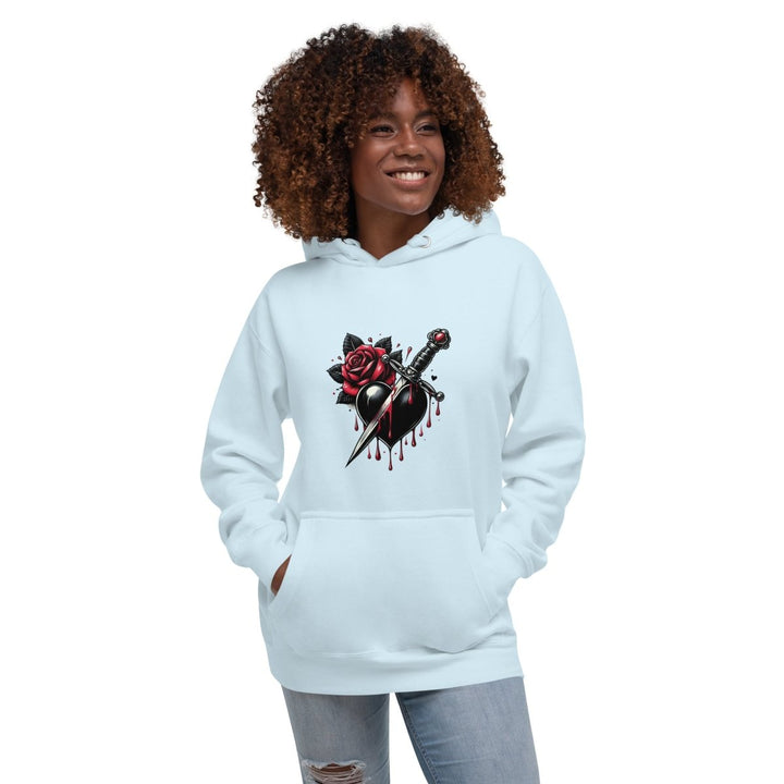 Dagger Wounded Heart Graphic Hoodie - Sky Blue - S - ArtyKoala