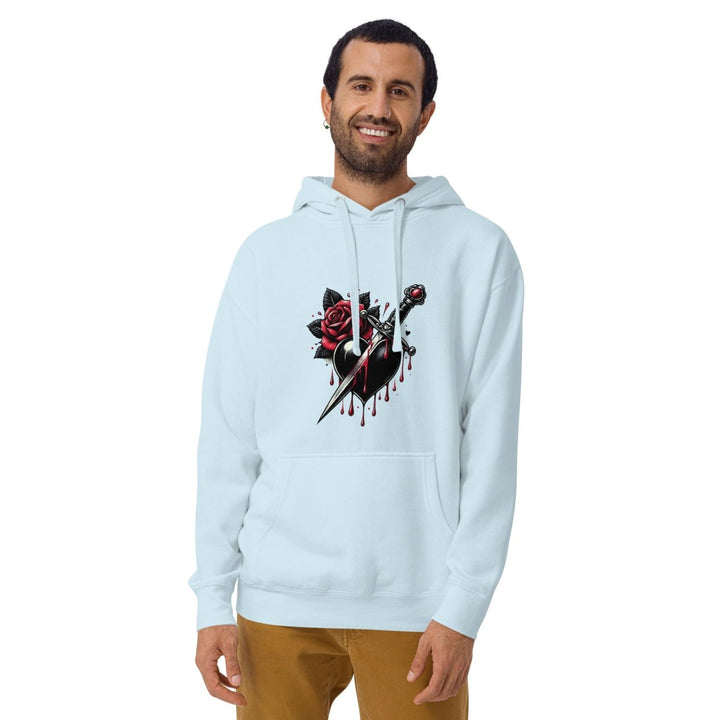 Dagger Wounded Heart Graphic Hoodie - Sky Blue - S - ArtyKoala