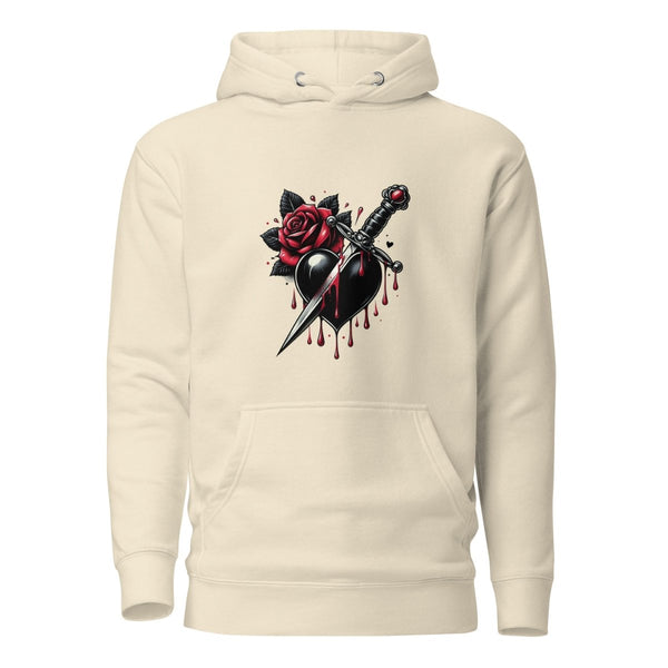 Dagger Wounded Heart Graphic Hoodie - Bone - S - ArtyKoala