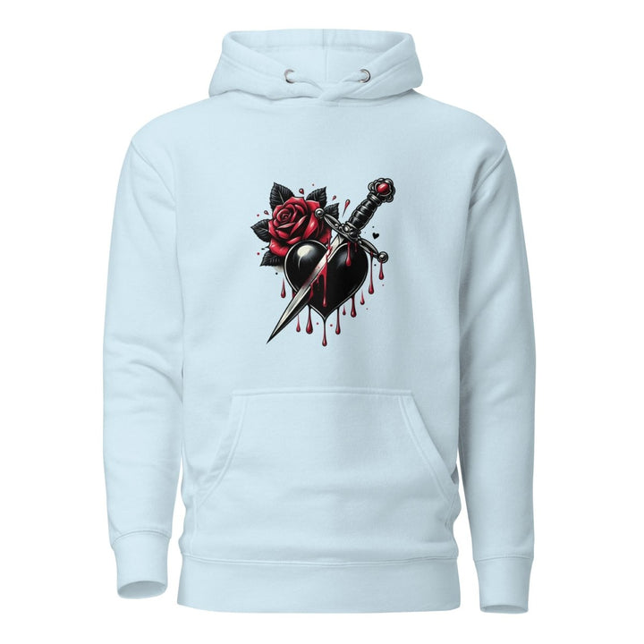 Dagger Wounded Heart Graphic Hoodie - Sky Blue - S - ArtyKoala