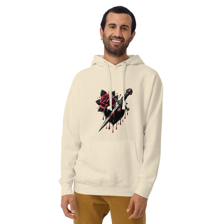 Dagger Wounded Heart Graphic Hoodie - Bone - S - ArtyKoala