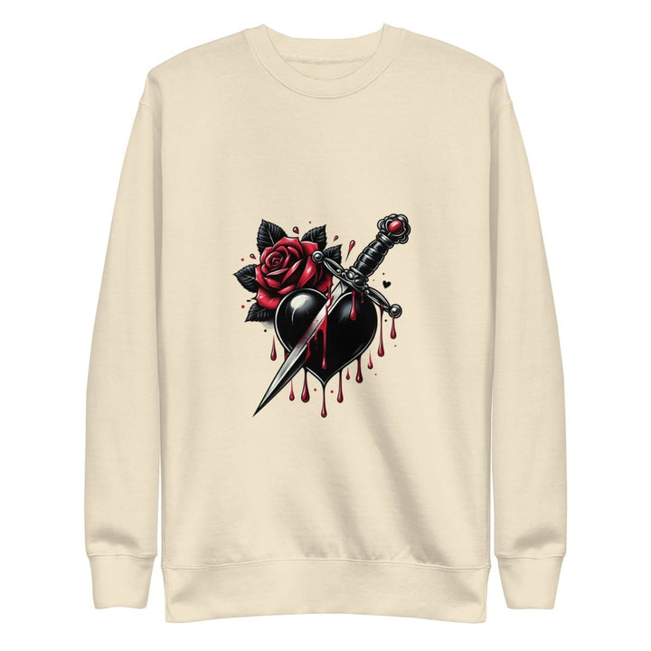 Dagger Wounded Heart Graphic Sweatshirt - Bone - S - ArtyKoala
