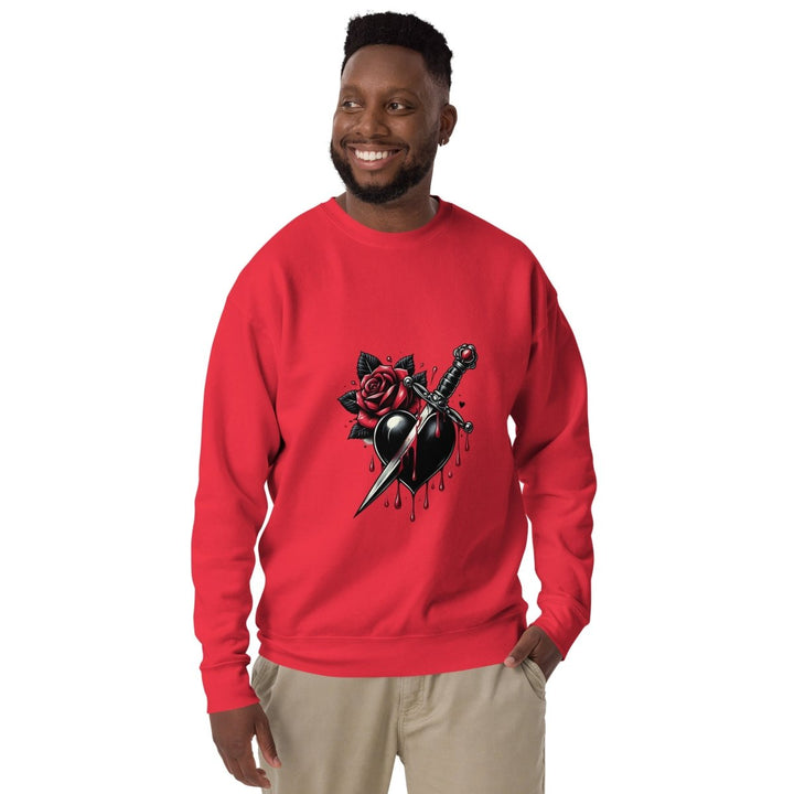 Dagger Wounded Heart Graphic Sweatshirt - Team Red - S - ArtyKoala