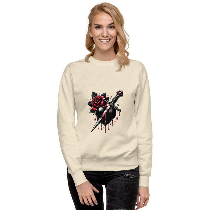 Dagger Wounded Heart Graphic Sweatshirt - Bone - S - ArtyKoala