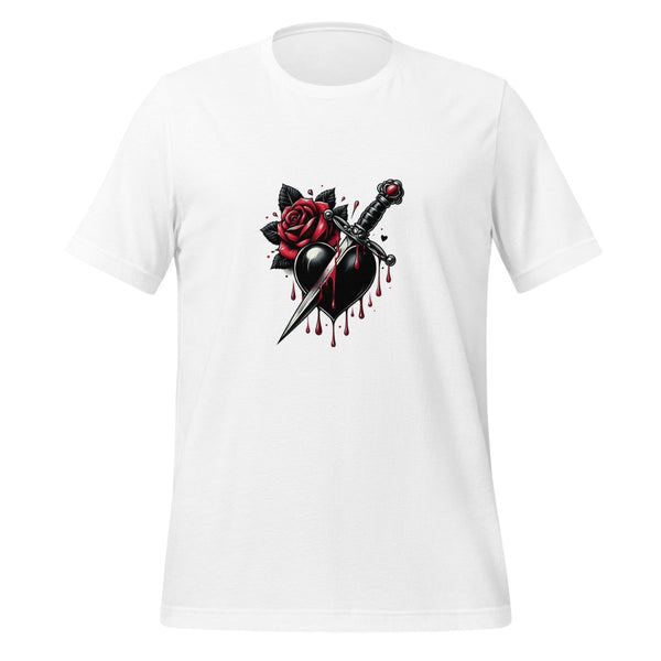 Dagger Wounded Heart Graphic Tee - White - XS - ArtyKoala