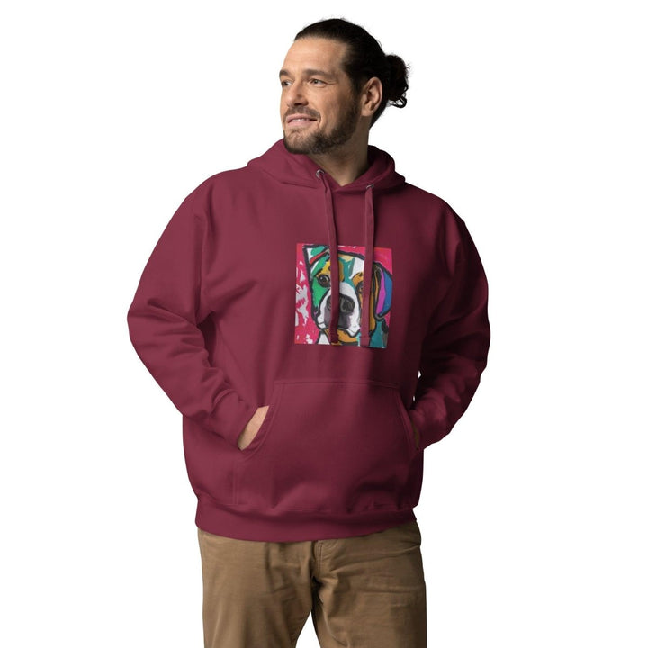 Dog Man Graphic Hoodie - Maroon - S - ArtyKoala