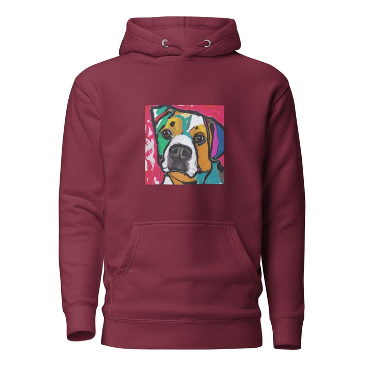 Dog Man Graphic Hoodie - Maroon - S - ArtyKoala