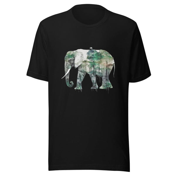 Elephant and Nature Graphic Tee - Black - S - ArtyKoala