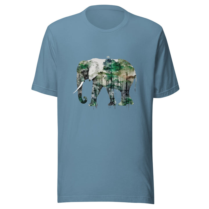 Elephant and Nature Premium Unisex T-shirt - Steel Blue / S - ArtyKoala