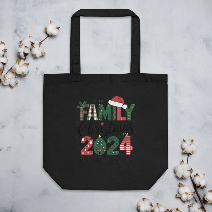 Family Christmas Eco Custom Tote Bag - Black - ArtyKoala