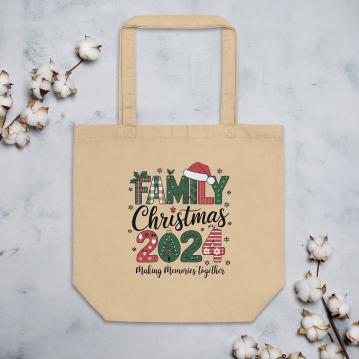 Family Christmas Eco Custom Tote Bag - Oyster - ArtyKoala