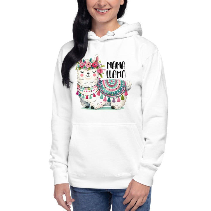 Fancy Llama Graphic Hoodie - White - S - ArtyKoala