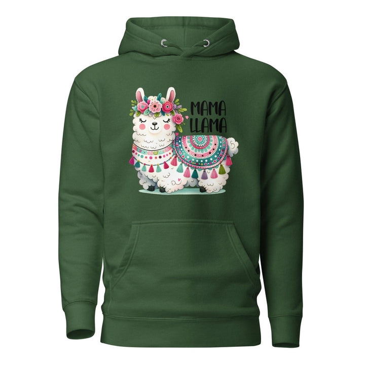 Fancy Llama Graphic Hoodie - Forest Green - S - ArtyKoala