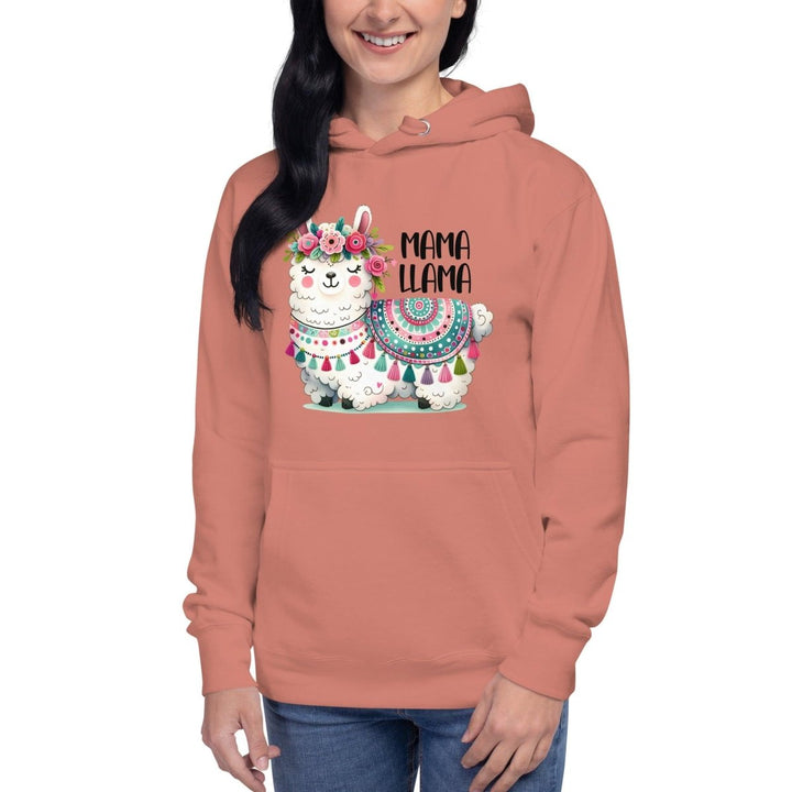 Fancy Llama Graphic Hoodie - Dusty Rose - S - ArtyKoala