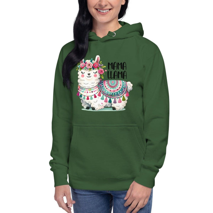 Fancy Llama Graphic Hoodie - Forest Green - S - ArtyKoala