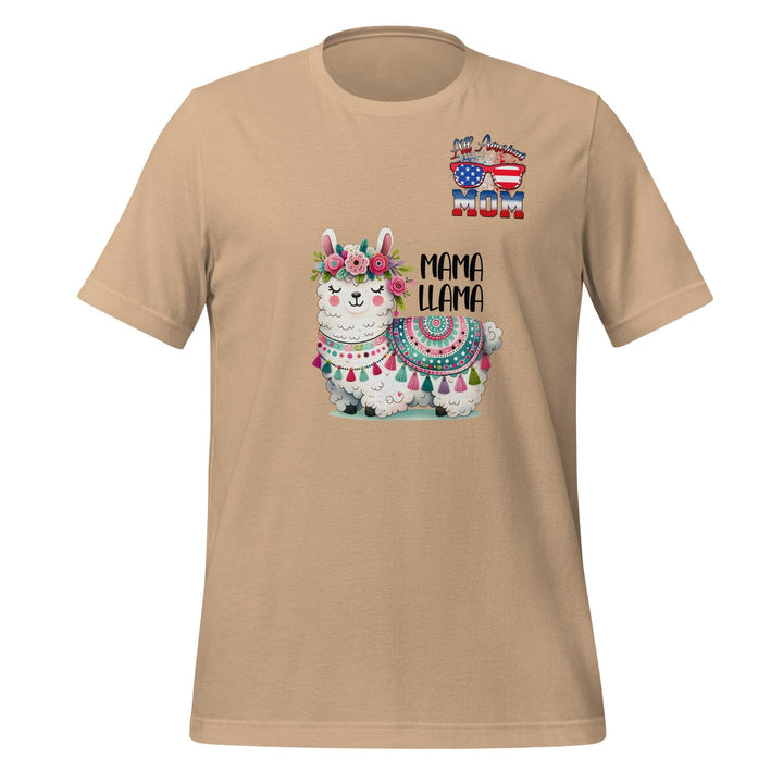 Fancy Mama Llama & All American Women Premium T-shirt - Tan / S - ArtyKoala